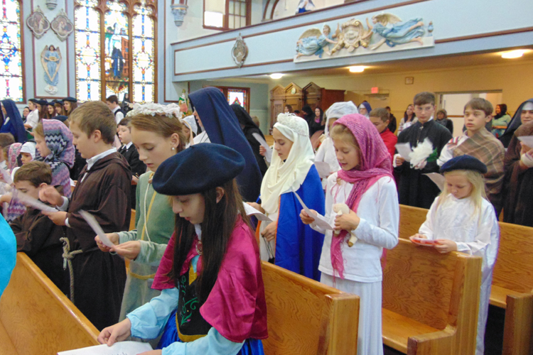 Children dressed as saints on All Saints Day